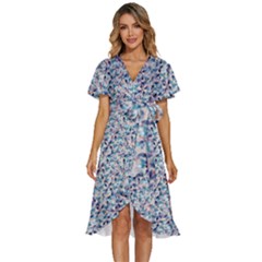 Blue Leaves (2) Women s Kimono Wrap Satin Dress