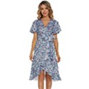 Blue Leaves (2) Women s Kimono Wrap Satin Dress View1