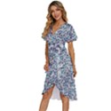 Blue Leaves (2) Women s Kimono Wrap Satin Dress View2