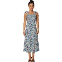Blue Leaves (2) Tie-Strap Tiered Midi Chiffon Dress View1