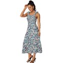 Blue Leaves (2) Tie-Strap Tiered Midi Chiffon Dress View2