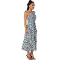 Blue Leaves (2) Tie-Strap Tiered Midi Chiffon Dress View3