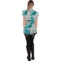 Fluid Turquoise Ruffle Collar Short Sleeve Chiffon Top View4