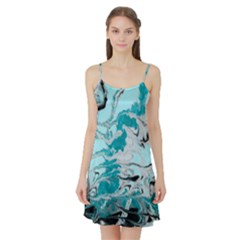 Fluid Turquoise Satin Night Slip