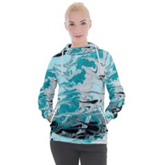 Fluid Turquoise Women s Hooded Pullover