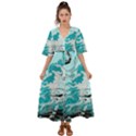 Fluid Turquoise Kimono Sleeve Boho Dress View1