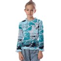 Fluid Turquoise Kids  Frill Detail T-Shirt View1