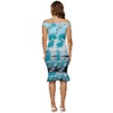 Fluid Turquoise Off Shoulder Ruffle Split Hem Bodycon Dress View4