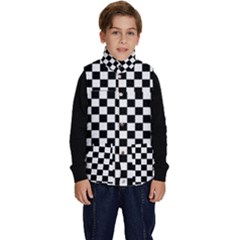 Pattern Checkered Squares Black White Pattern Kid s Button Up Puffer Vest