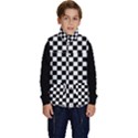 Pattern Checkered Squares Black White Pattern Kid s Button Up Puffer Vest View1