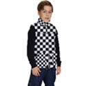 Pattern Checkered Squares Black White Pattern Kid s Button Up Puffer Vest View3