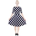Pattern Checkered Squares Black White Pattern Quarter Sleeve A-Line Dress With Pockets View2