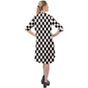 Pattern Checkered Squares Black White Pattern Long Sleeve Mini Shirt Dress View2