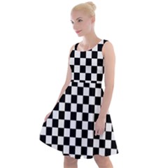 Pattern Checkered Squares Black White Pattern Knee Length Skater Dress