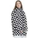 Pattern Checkered Squares Black White Pattern Women s Multi Pockets Zip Ski and Snowboard Waterproof Breathable Jacket View3