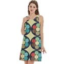 Circles Round Pattern Sphere Ball Round Neck Sleeve Casual Dress With Pockets View3