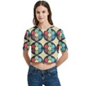 Circles Round Pattern Sphere Ball Women s Round Neck Short Sleeve Crop Top View1