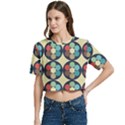 Circles Round Pattern Sphere Ball Women s Round Neck Short Sleeve Crop Top View2
