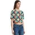 Circles Round Pattern Sphere Ball Women s Round Neck Short Sleeve Crop Top View3