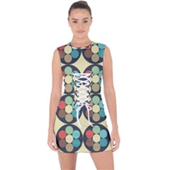 Circles Round Pattern Sphere Ball Lace Up Front Bodycon Dress