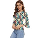 Circles Round Pattern Sphere Ball Bell Sleeve Top View2