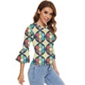 Circles Round Pattern Sphere Ball Bell Sleeve Top View3