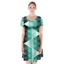 Triangles Pyramid Geometric Pattern Short Sleeve V-neck Flare Dress View1