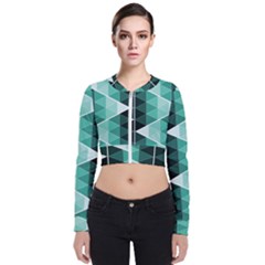 Triangles Pyramid Geometric Pattern Long Sleeve Zip Up Bomber Jacket
