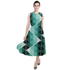 Triangles Pyramid Geometric Pattern Round Neck Boho Dress