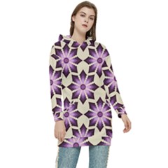 Pattern Design Star Snowflake Women s Long Oversized Pullover Hoodie