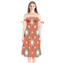 Background Abstract Shoulder Tie Bardot Midi Dress View1
