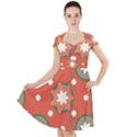 Background Abstract Cap Sleeve Midi Dress With Pockets View1