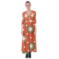Background Abstract Button Up Maxi Dress