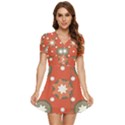 Background Abstract V-Neck High Waist Chiffon Mini Dress View1