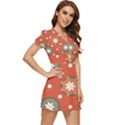 Background Abstract V-Neck High Waist Chiffon Mini Dress View3