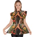Lungs Health Ruffle Collar Short Sleeve Chiffon Top View1