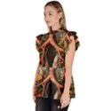 Lungs Health Ruffle Collar Short Sleeve Chiffon Top View2