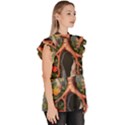 Lungs Health Ruffle Collar Short Sleeve Chiffon Top View3