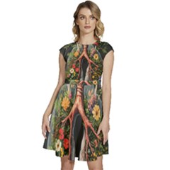 Lungs Health Cap Sleeve High Waist Dress