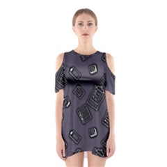 Background Wallpaper Pattern Notes Shoulder Cutout One Piece Dress