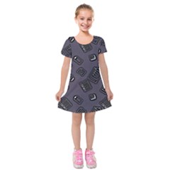Background Wallpaper Pattern Notes Kids  Short Sleeve Velvet Dress