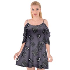 Background Wallpaper Pattern Notes Cutout Spaghetti Strap Chiffon Dress