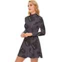Background Wallpaper Pattern Notes Long Sleeve Velour Longline Dress View2