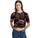 Coffee Beans Women s Round Neck Short Sleeve Crop Top View1