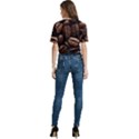 Coffee Beans Women s Round Neck Short Sleeve Crop Top View4