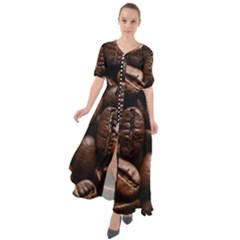 Coffee Beans Waist Tie Boho Maxi Dress