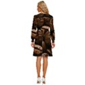 Coffee Beans Women s Round Neck Long Sleeve Bow Deco Dress View4