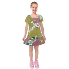 Colorwoven Abstract Print Kids  Short Sleeve Velvet Dress