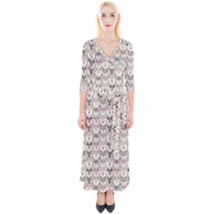 Cute Animals Quarter Sleeve Wrap Maxi Dress