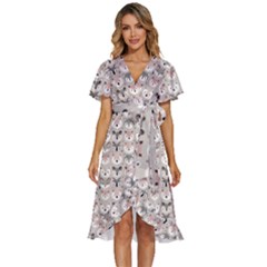 Cute Animals Women s Kimono Wrap Satin Dress